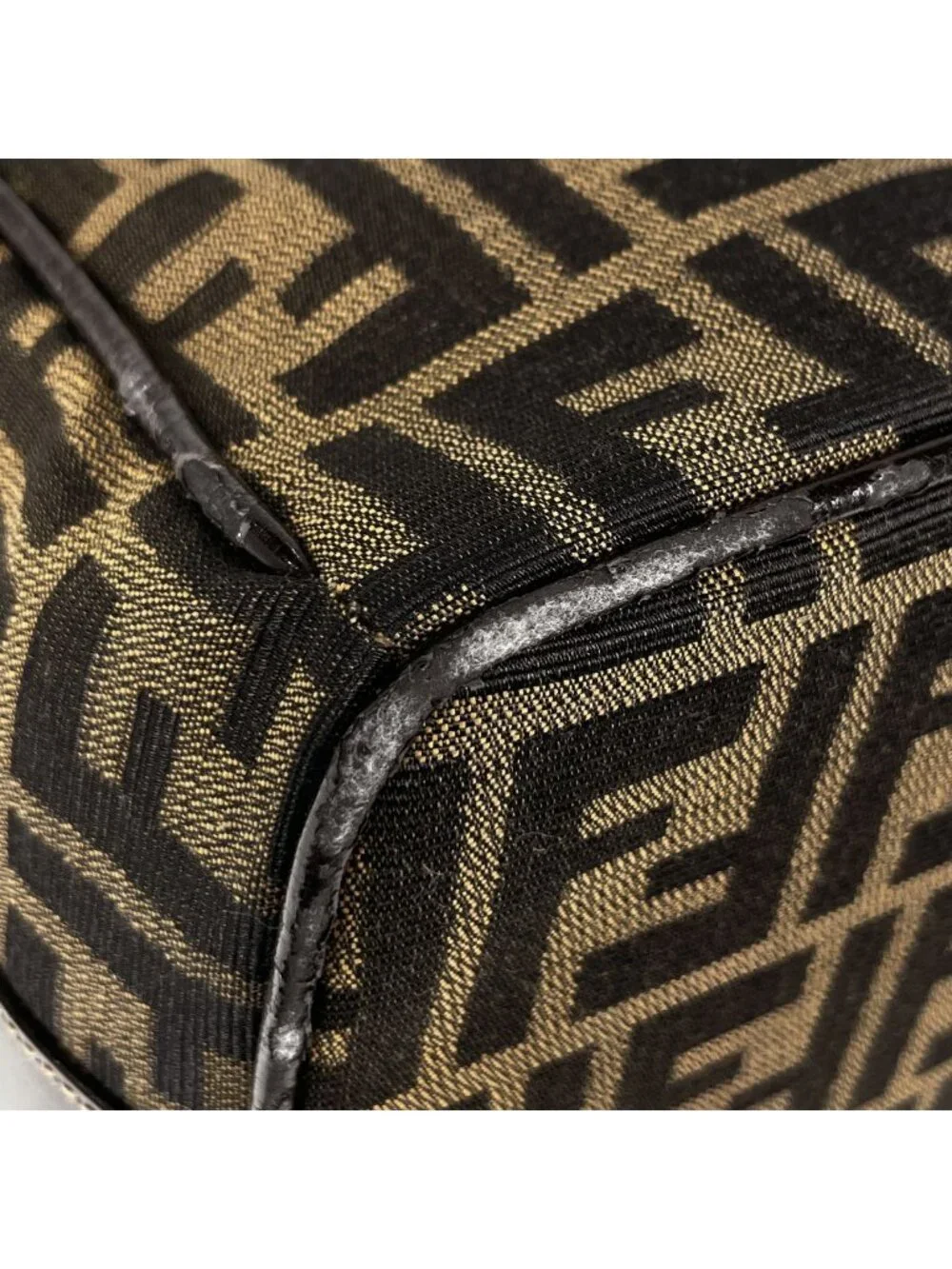 Fendi Handbag Zucca Pattern Vanity Bag Canvas Brown